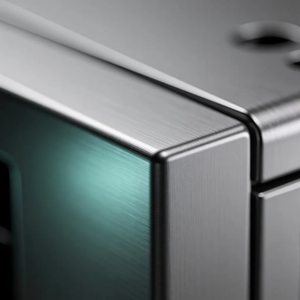 Superficie de aluminio cepillado con reflejo teal